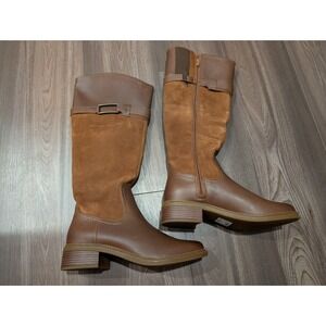 Clarks Collection Women Shoes 7M Maye Carly‎ Tall Boots Knee High Suede Leather